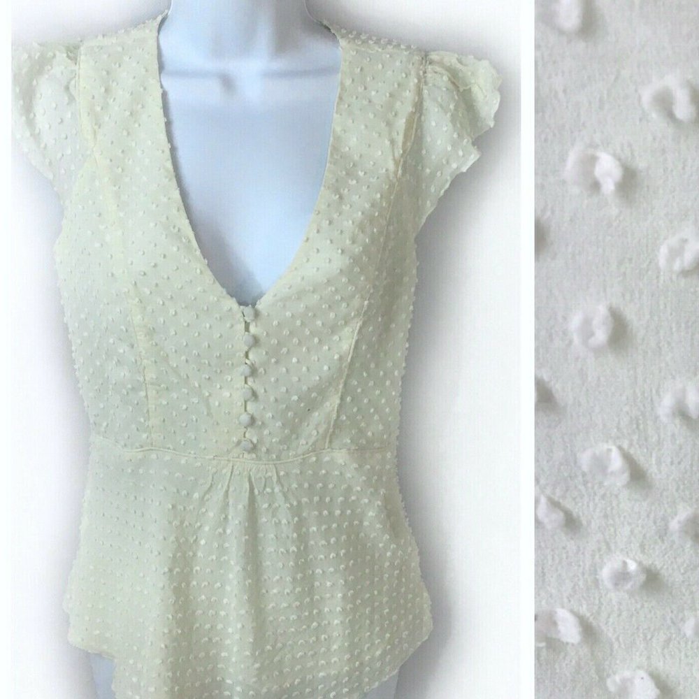 INC Intl Concepts Top Blouse S 6 Ivory Silk Cream